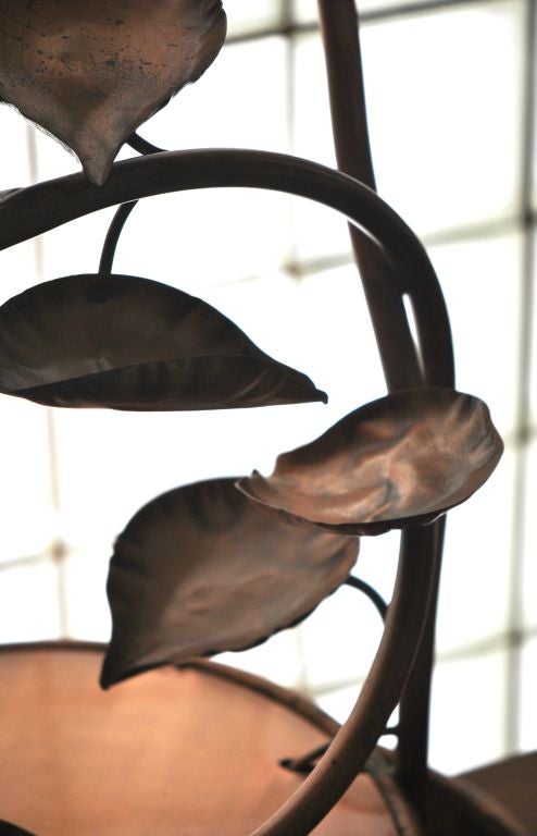 Copper Lotus Leaf Waterfall Sculpture For Sale 1