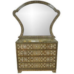 Syrian Mother-of-Pearl Mirrored Chest of Drawers