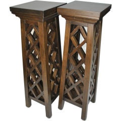 Pair of Japanese style Wooden Lattice Pedestals