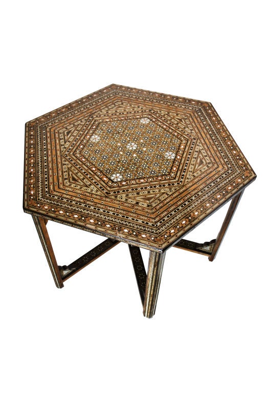 Syrian Mother-of-Pearl Hexagonal Nesting Tables For Sale 3