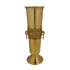 Hammered Brass Vase with Elephant Handles