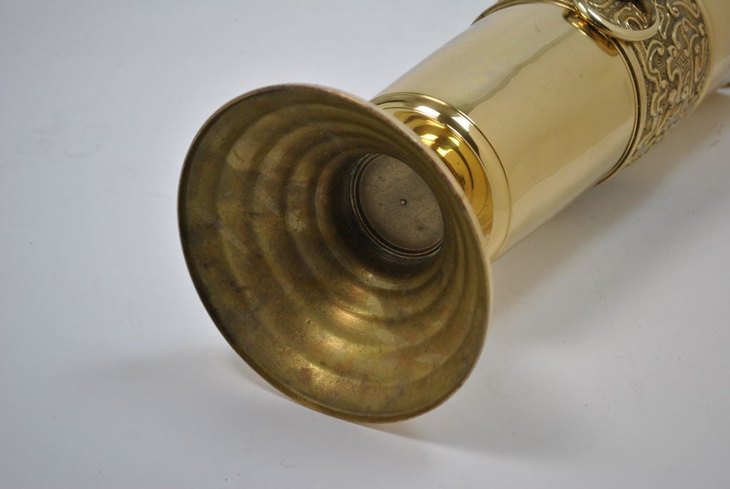 20th Century Hammered Brass Vase with Elephant Handles For Sale