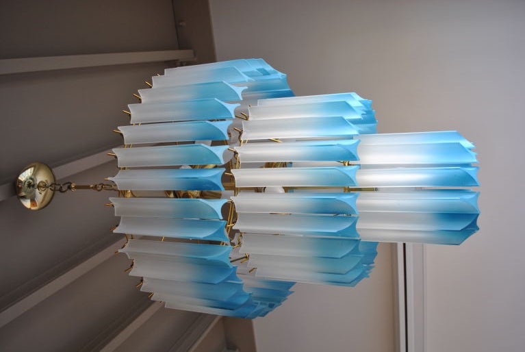 Italian Chandelier in the Venini Manner with Frosted Lucite Prisms