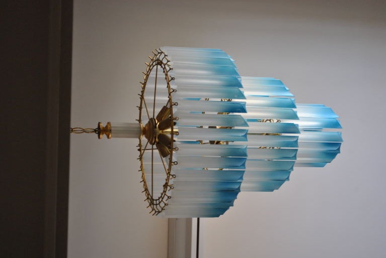 Chandelier in the Venini Manner with Frosted Lucite Prisms 1