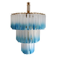 Chandelier in the Venini Manner with Frosted Lucite Prisms