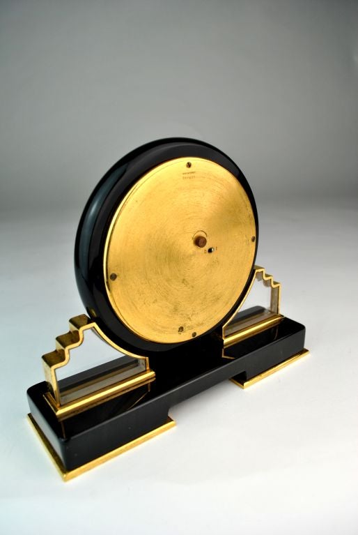 Gilt Black Cartier Desk Clock in the Art Deco Style For Sale