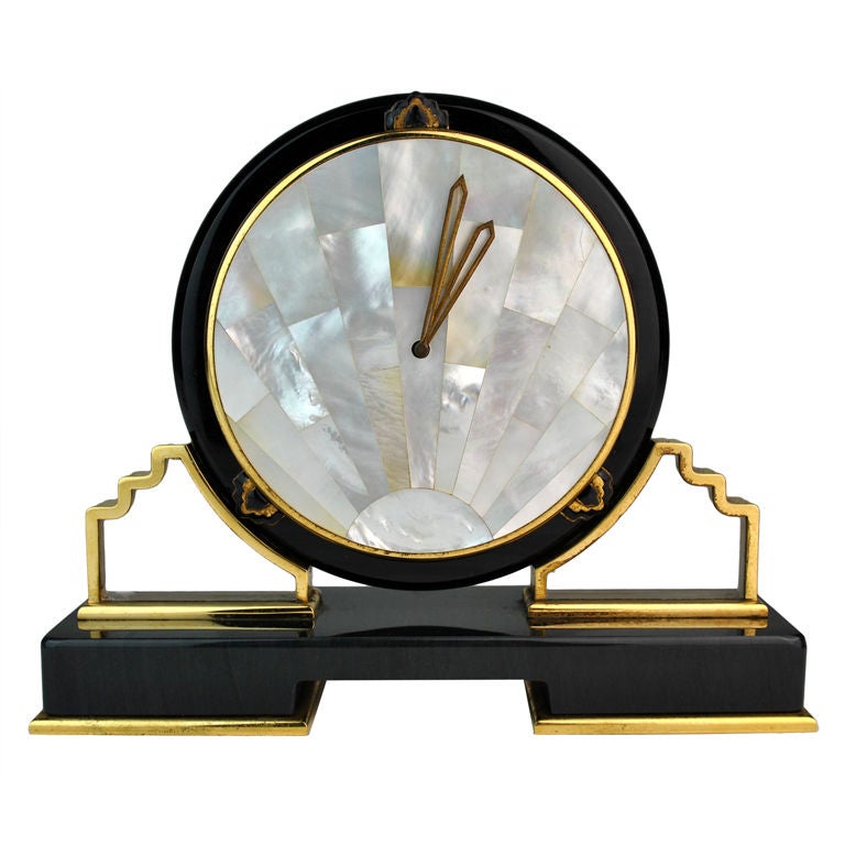 Black Cartier Desk Clock in the Art Deco Style For Sale