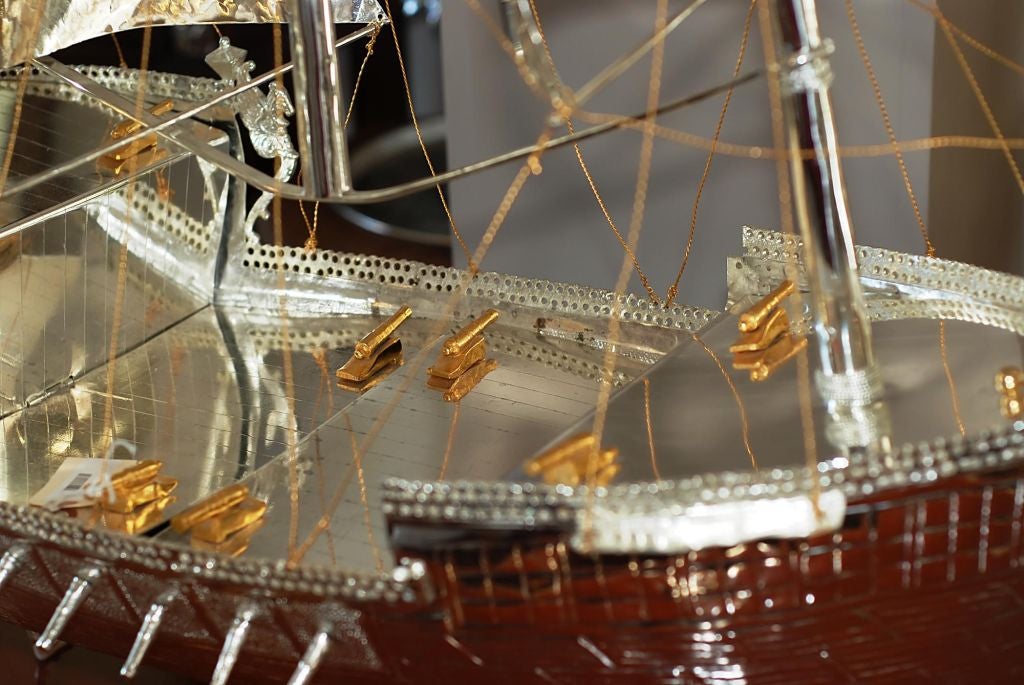 Mid-20th Century Silverplated Replica of 18th C Spanish Galleon For Sale