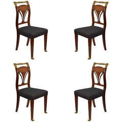 Antique Set of FOur Regency Style Inlaid Side Chairs