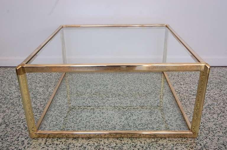 square gold coffee table