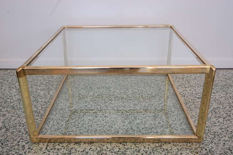 gold glass square coffee table