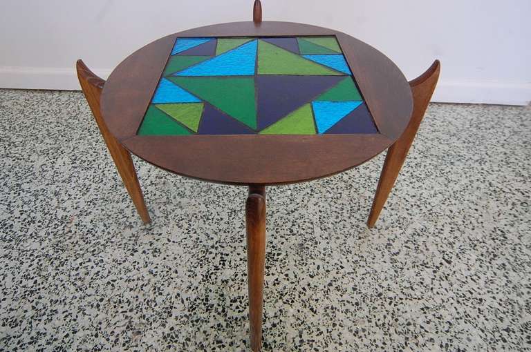 Danish Modern Mosaic Mid-Century End Table In Excellent Condition In St. Louis, MO