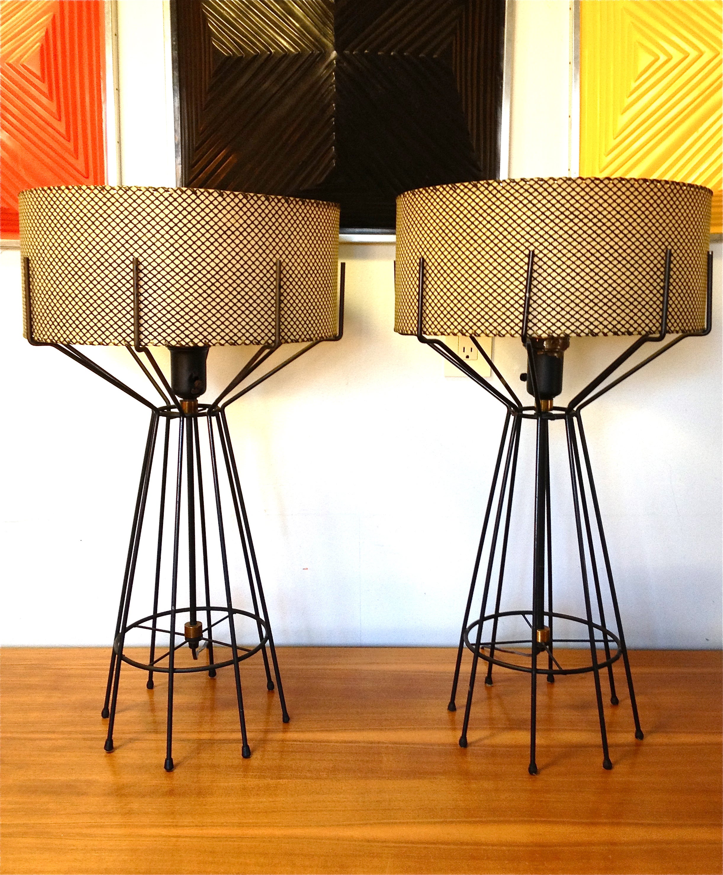Pair of Iron Table Lamps by Arthur Umanoff 