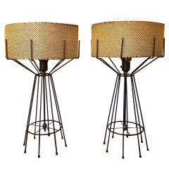 Pair of Iron Table Lamps by Arthur Umanoff 