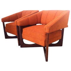 Pair of Sculptural Mid Century Lounge Chairs