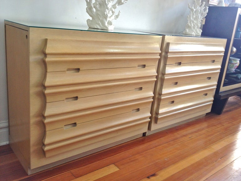 Mid-20th Century Pair Romweber Chests Large Dressers with Side Compartments