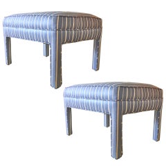 Pair Fully Upholstered Parsons Benches 