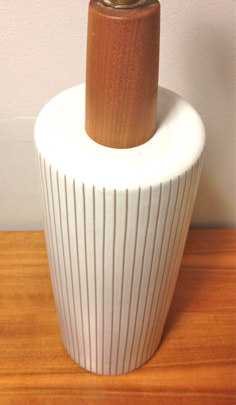 Tall Gordon Martz Striped Ceramic Lamp In Excellent Condition In St. Louis, MO