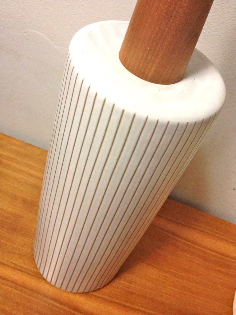 Mid-20th Century Tall Gordon Martz Striped Ceramic Lamp