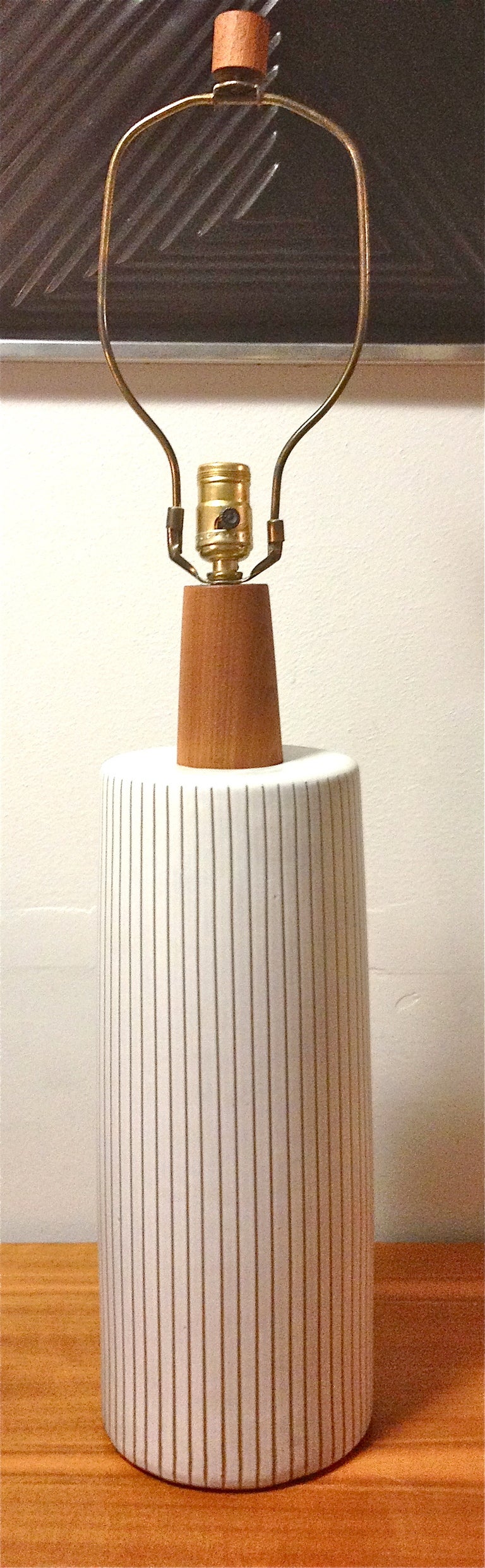 Tall Gordon Martz Striped Ceramic Lamp