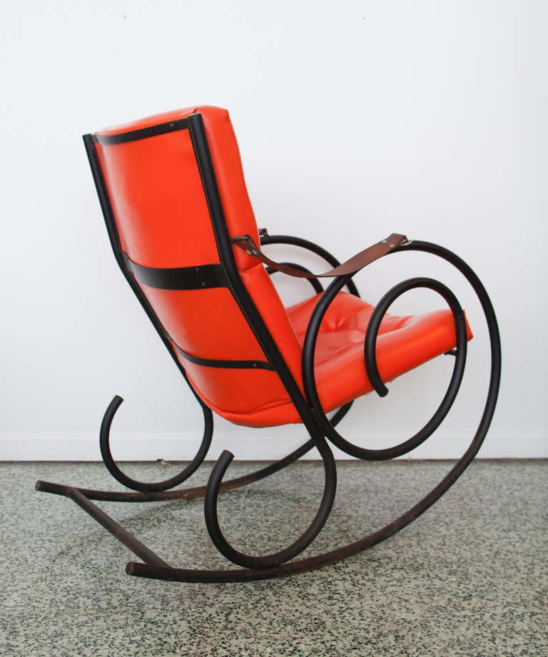 Dramatic Mid-Century Rocking Chair In Excellent Condition In St. Louis, MO