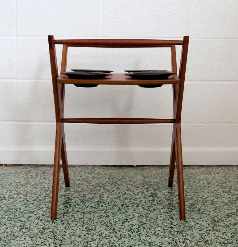 Mid-20th Century Danish Teak Serving Table with Ceramic, Sascha Brastoff