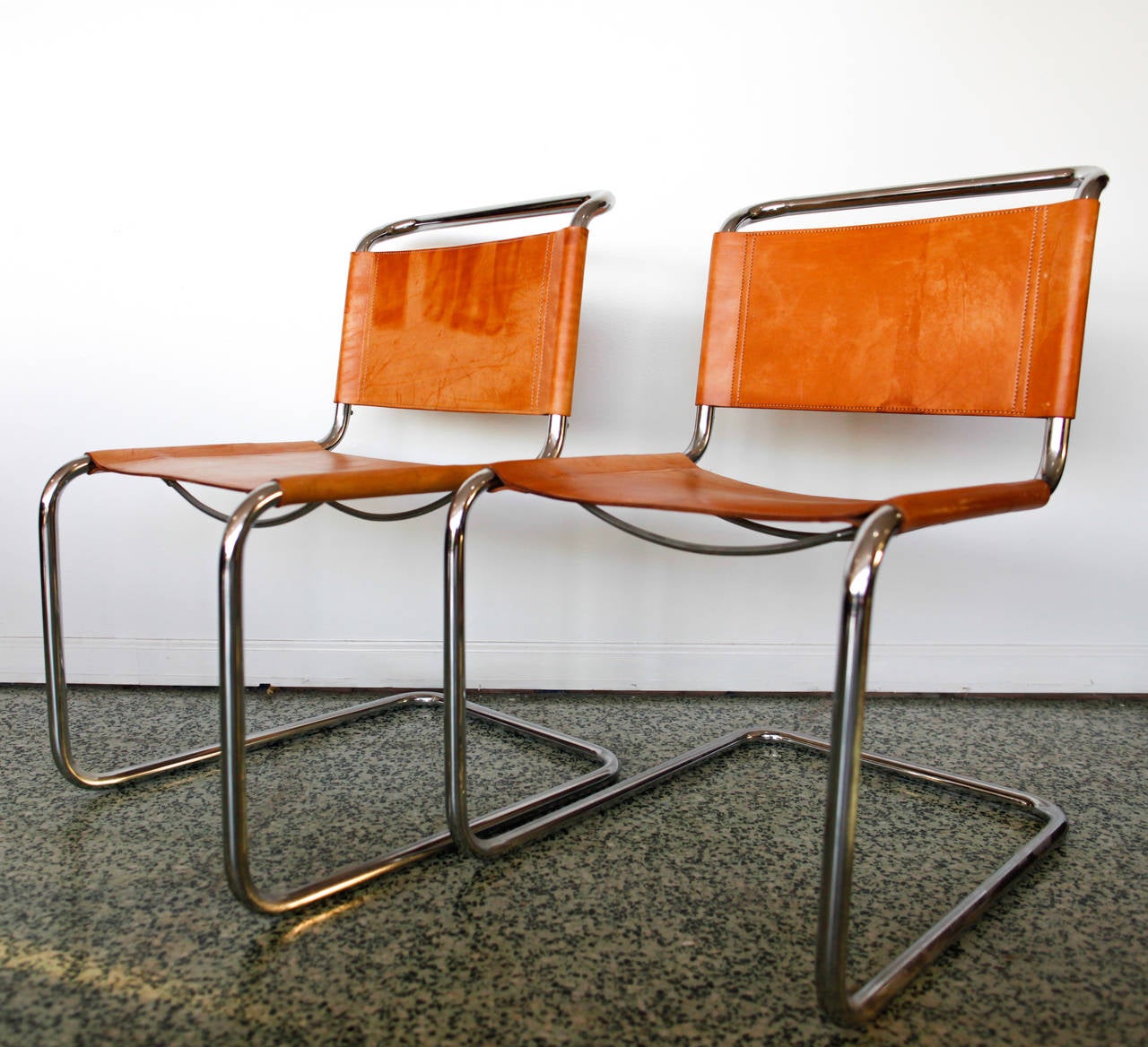 Mid-20th Century Four Leather and Chrome Italian Chairs