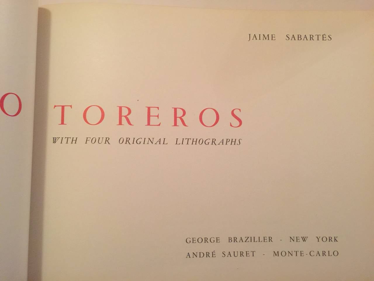 French Picasso Toreros with Four Original Lithographs Book