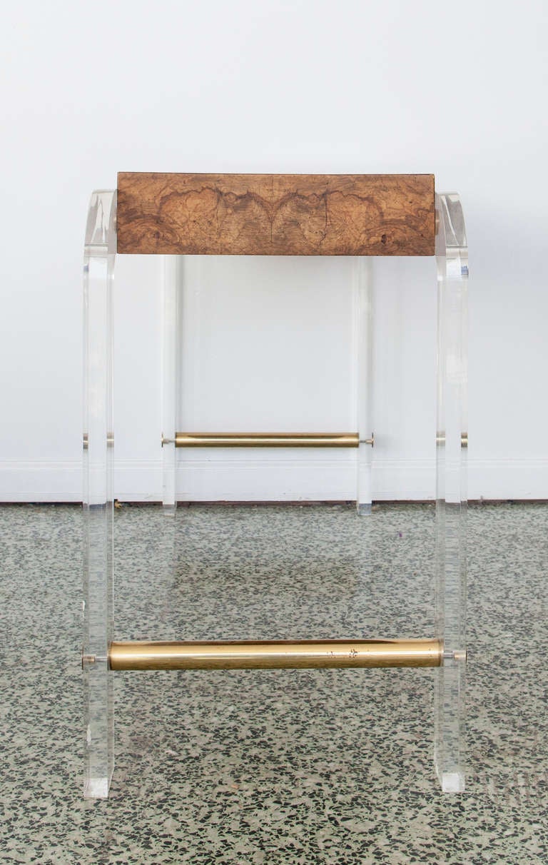Lucite and Burlwood Console Table In Excellent Condition In St. Louis, MO