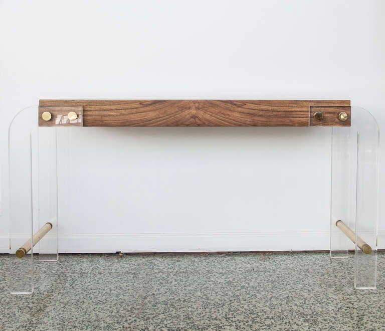 Lucite and Burlwood Console Table 1