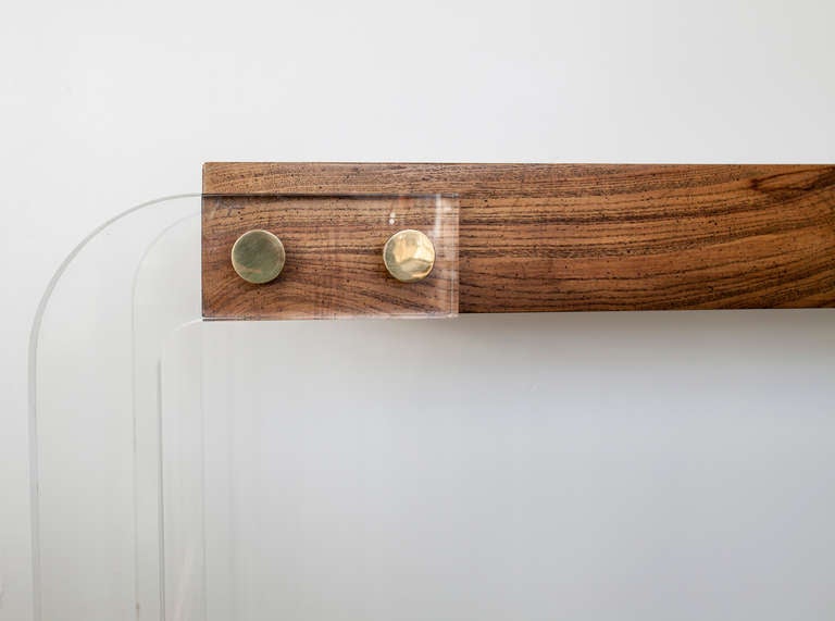 Lucite and Burlwood Console Table 2