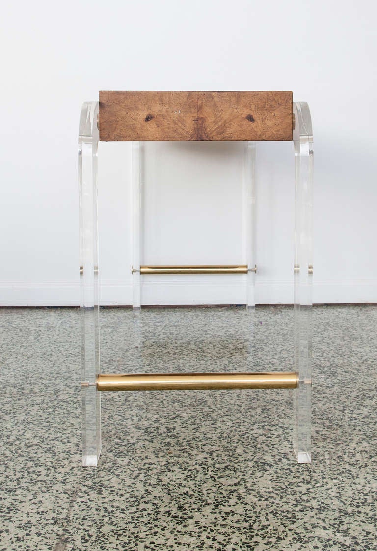 Lucite and Burlwood Console Table 4