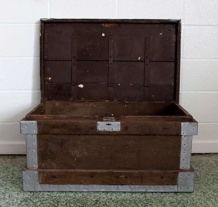 Industrial Vintage Metal and Wood Trunk Table 1