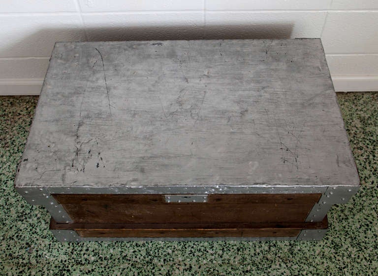 Industrial Vintage Metal and Wood Trunk Table 3