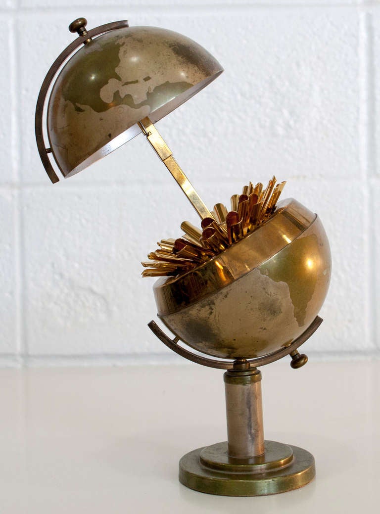 Mid-Century Steel and Brass Globe Cigarette Holder 2