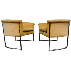 Pair Milo Baughman Attributed Tub Lounge Chairs