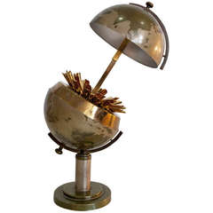 Mid-Century Steel and Brass Globe Cigarette Holder