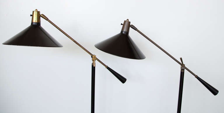 Mid-20th Century Stilnovo Italian Mid-Century Swing Arm Floor Lamp