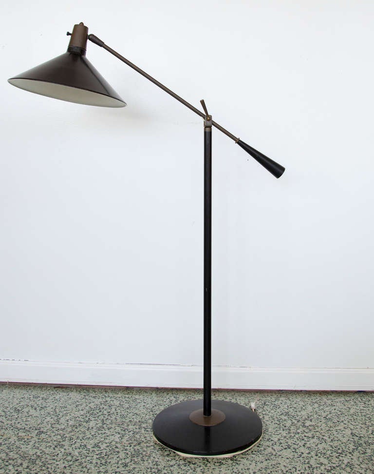 Stilnovo Italian Mid-Century Swing Arm Floor Lamp 1