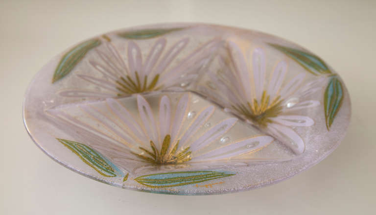 American Large Fused Glass Bowl by Higgins