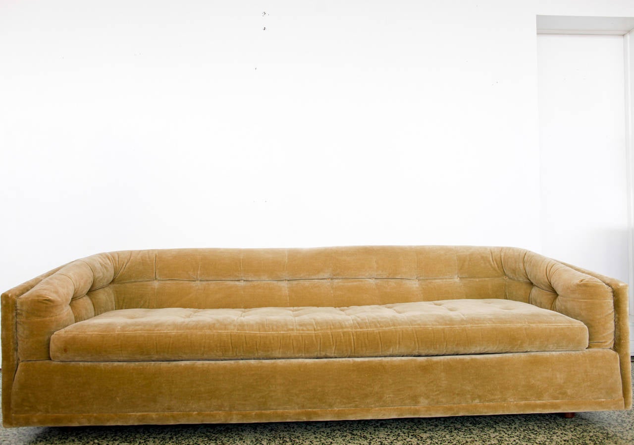 Mid-Century Modern Button Tufted Directional Design Sofa