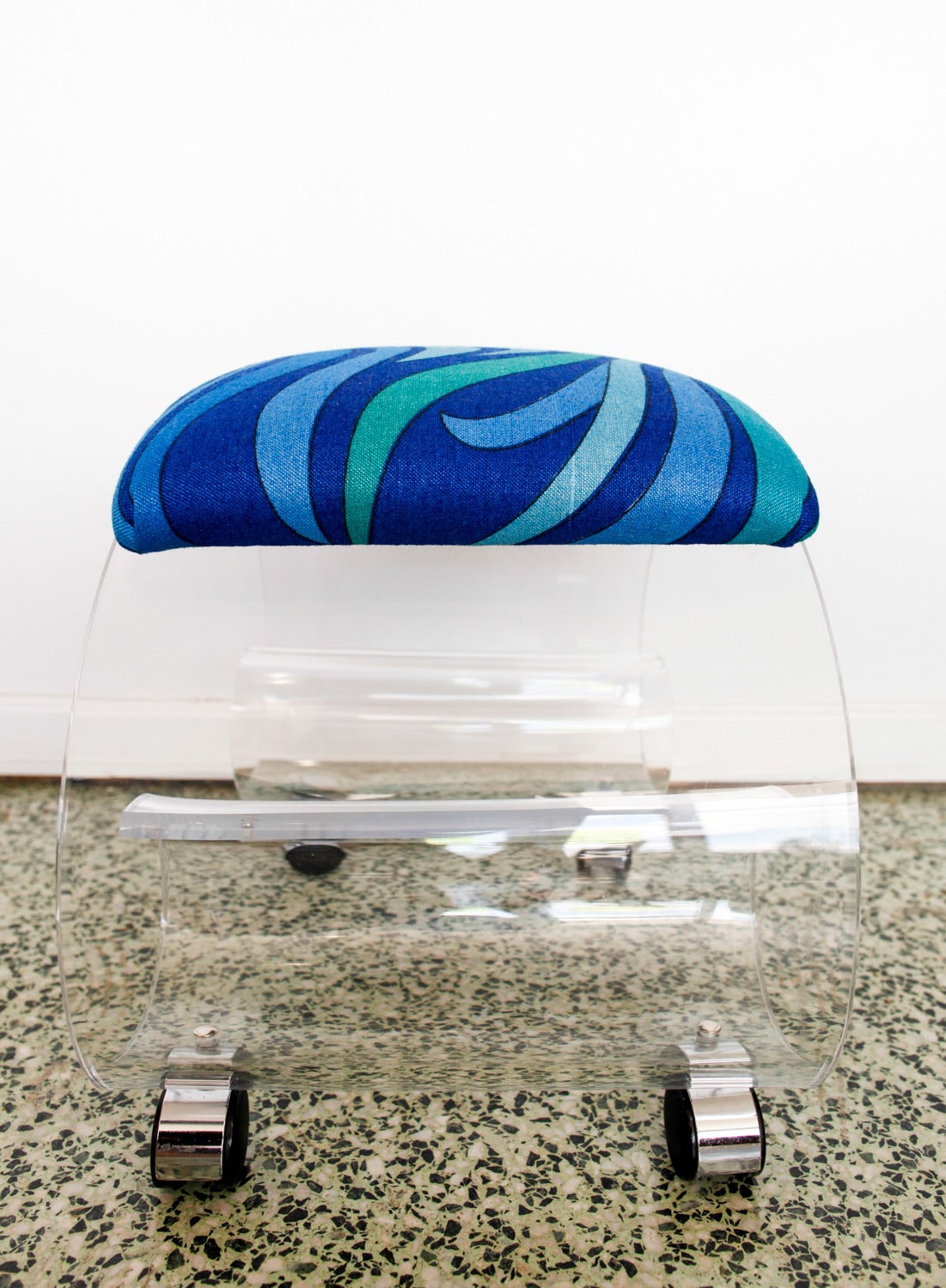 Scrolled Lucite Bench, Mid-Century Modern