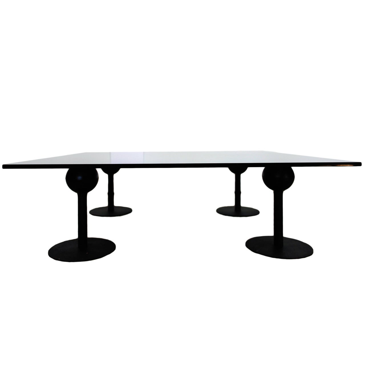 Black Modern Metal and Glass Coffee Table