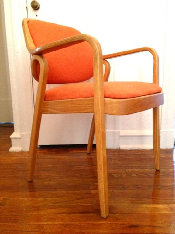 Wood Pair Don Pettit Arm Chairs for Knoll