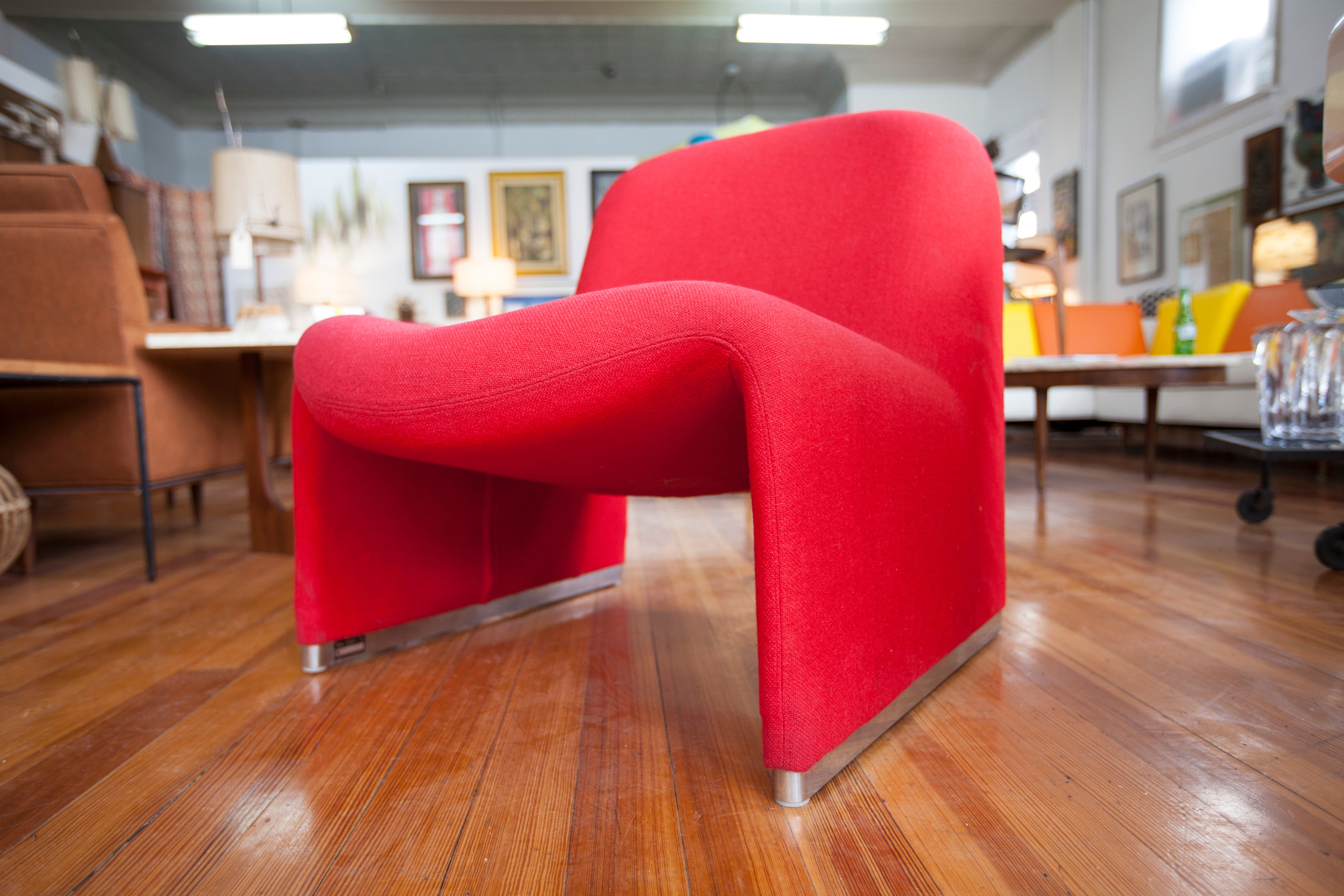 Four Red "Alky" Chairs by Giancarlo Piretti for Castelli  
