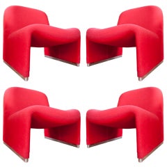 Four Red "Alky" Chairs by Giancarlo Piretti for Castelli
