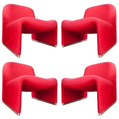 Four Red "Alky" Chairs by Giancarlo Piretti for Castelli  