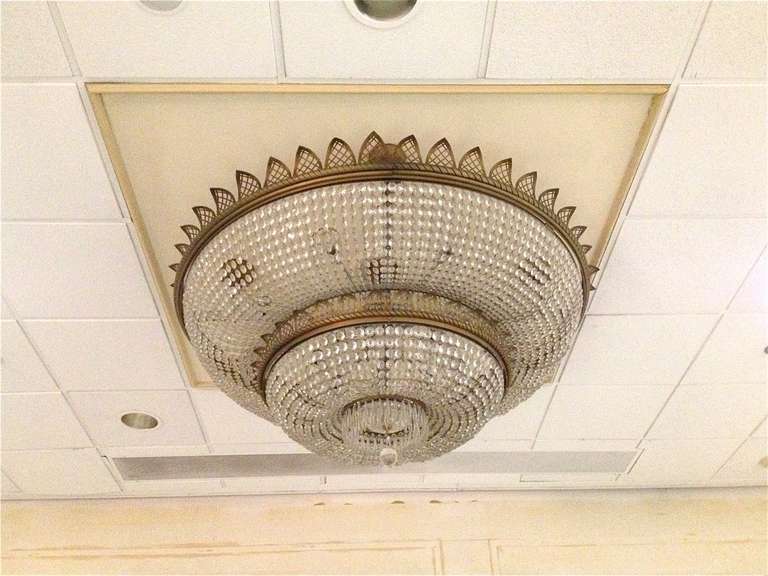 Antique Glass Crystal Chandelier In Excellent Condition In St. Louis, MO