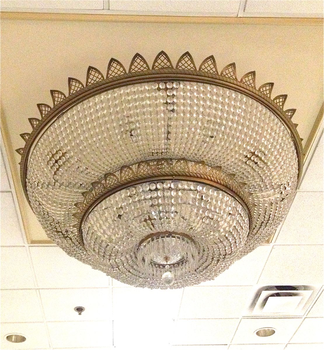 Antique Glass Crystal Chandelier