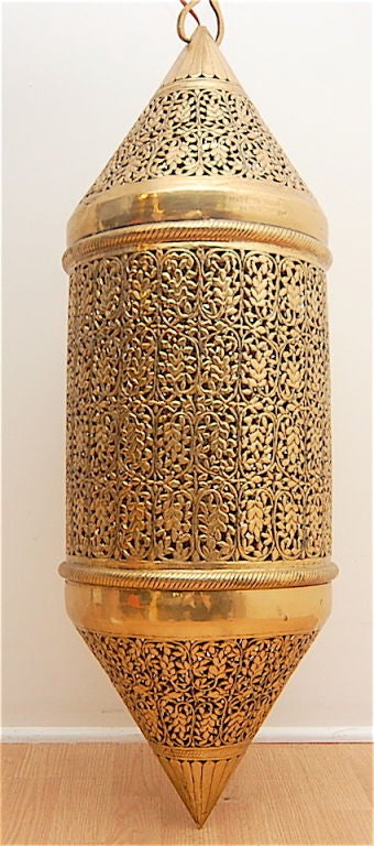 Late 20th Century Pierced Brass Moroccan Pendant Light
